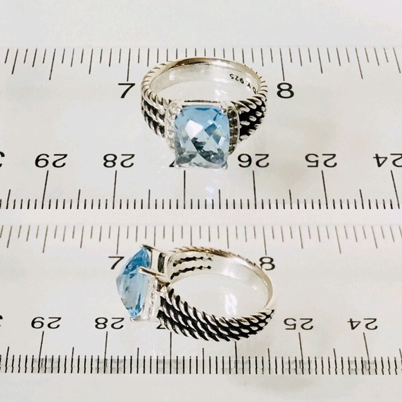 David Yurman Blue Topaz & Diamond Wheaton Ring - Picture 8 of 8